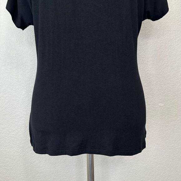 INC International Concepts Silver Chain Short Sleeves Black Tee - Picture 7 of 11
